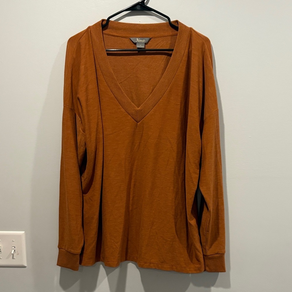 Natural Reflections Women's V-Neck Sweatshirt - Warm Brown